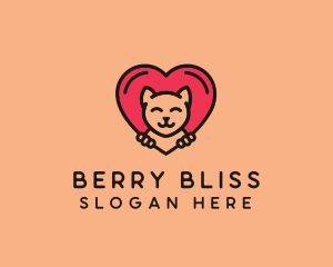 Pet Cat Heart  logo design