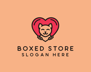 Pet Cat Heart  logo design