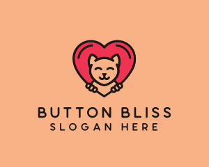 Pet Cat Heart  logo design