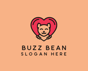 Pet Cat Heart  logo design