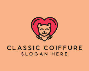 Pet Cat Heart  logo design