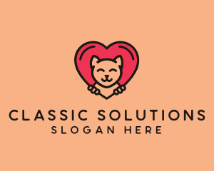 Pet Cat Heart  logo design