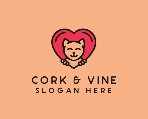 Pet Cat Heart  logo design