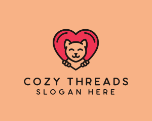 Pet Cat Heart  logo design