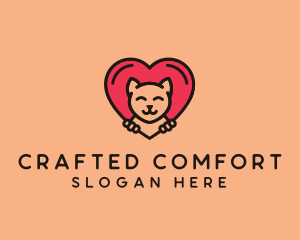 Pet Cat Heart  logo design