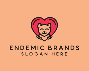 Pet Cat Heart  logo design