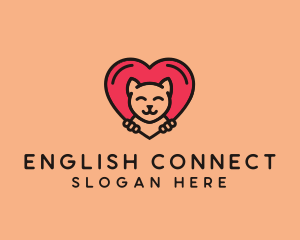 Pet Cat Heart  logo design