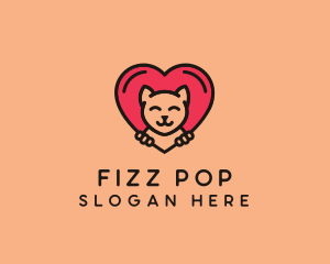 Pet Cat Heart  logo design