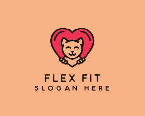 Pet Cat Heart  logo design