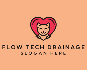 Pet Cat Heart  logo design