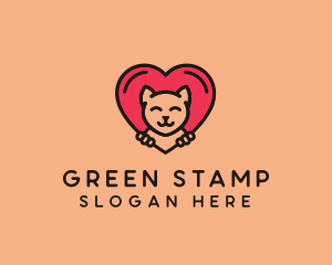 Pet Cat Heart  logo design