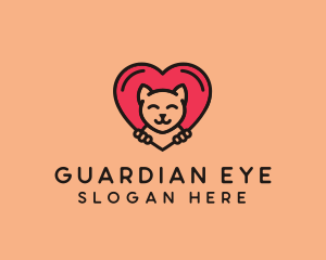 Pet Cat Heart  logo design