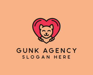 Pet Cat Heart  logo design