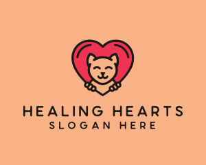 Pet Cat Heart  logo design