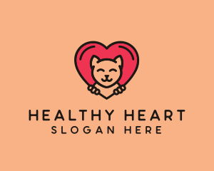 Pet Cat Heart  logo design