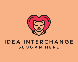 Pet Cat Heart  logo design