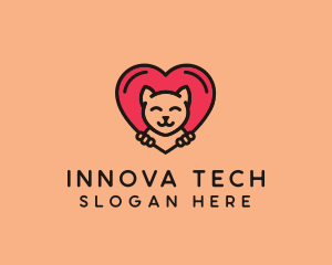 Pet Cat Heart  logo design