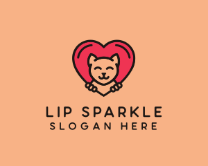 Pet Cat Heart  logo design