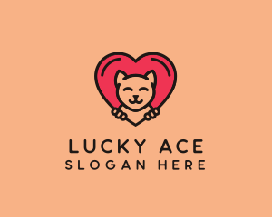 Pet Cat Heart  logo design