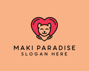 Pet Cat Heart  logo design