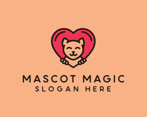 Pet Cat Heart  logo design