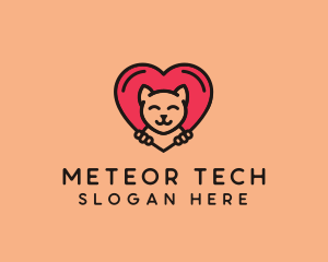 Pet Cat Heart  logo design