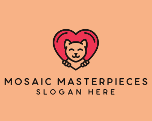 Pet Cat Heart  logo design