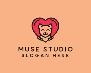 Pet Cat Heart  logo design