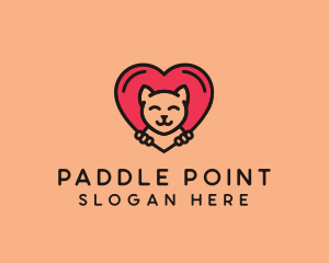 Pet Cat Heart  logo design