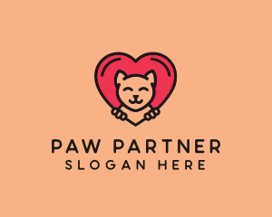 Pet Cat Heart  logo design