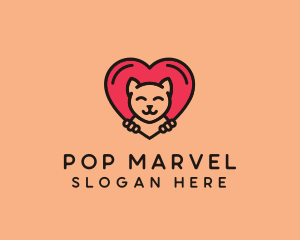 Pet Cat Heart  logo design