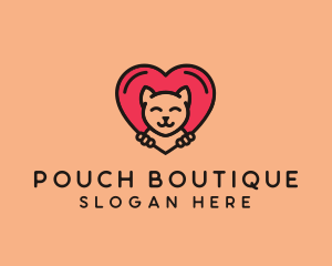 Pet Cat Heart  logo design