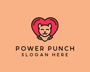 Pet Cat Heart  logo design