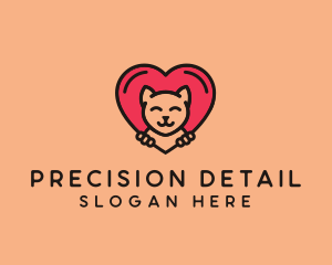 Pet Cat Heart  logo design