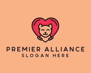 Pet Cat Heart  logo design