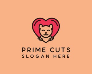 Pet Cat Heart  logo design