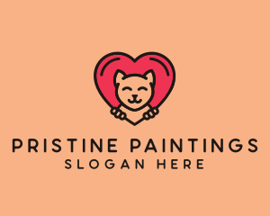 Pet Cat Heart  logo design