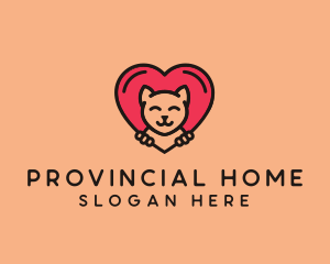 Pet Cat Heart  logo design