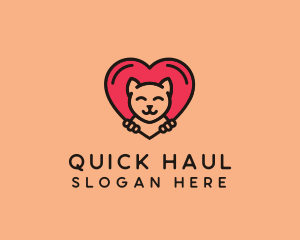 Pet Cat Heart  logo design