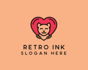 Pet Cat Heart  logo design