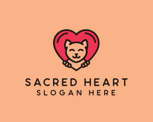 Pet Cat Heart  logo design