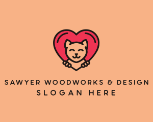 Pet Cat Heart  logo design