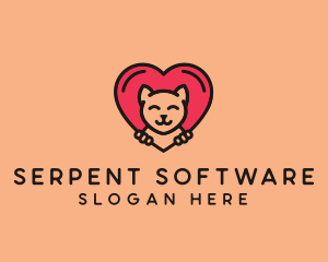 Pet Cat Heart  logo design