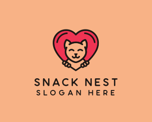 Pet Cat Heart  logo design