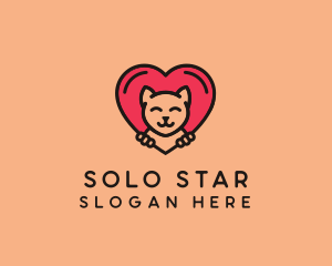 Pet Cat Heart  logo design