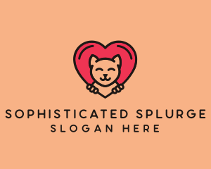 Pet Cat Heart  logo design