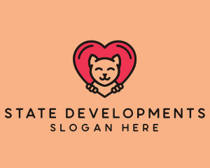 Pet Cat Heart  logo design