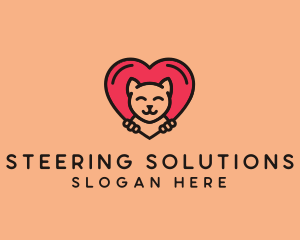 Pet Cat Heart  logo design