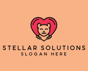 Pet Cat Heart  logo design