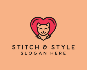 Pet Cat Heart  logo design